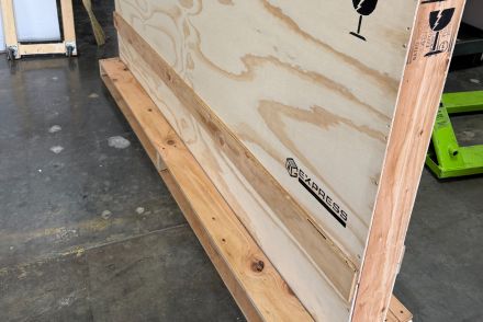 art canvas wood shipping crate for arts and antiques transportation.  wood shipping crate. art logistics implied.
