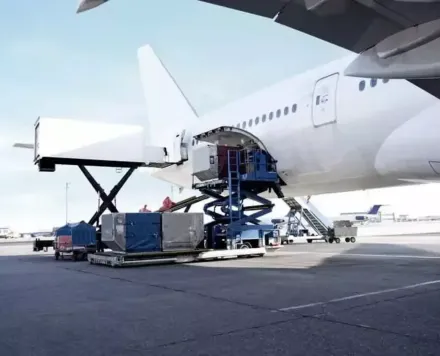 A plane is being show with cargo for shipping
