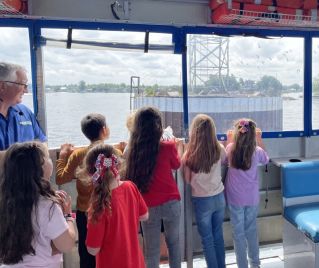 Students get a front row seat to see the Common Tern Restoration Project. 
